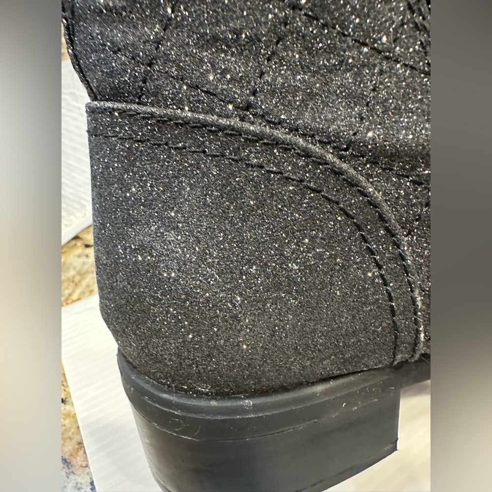 G by Guess Black Glitter Combat Boots. Worn Once. Sz 9.5. Smoke Free Home. - Picture 6 of 11